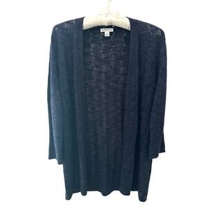 CROFT & BARROW Blue Open Front Knit Cardigan Lightweight Layering Sweater Small